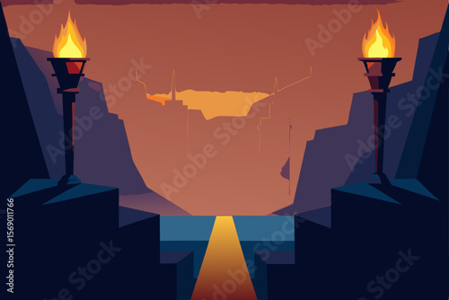 Burning candle illustration on a grunge city skyline silhouette at night