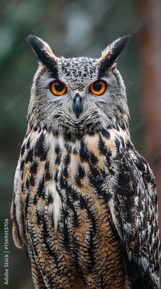 Fototapeta premium Owl's Gaze: Piercing Wildlife Portrait
