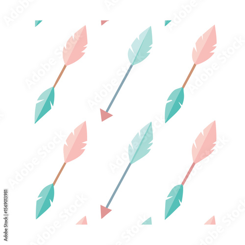 Boho Arrows and Feathers Seamless Soft Color Design