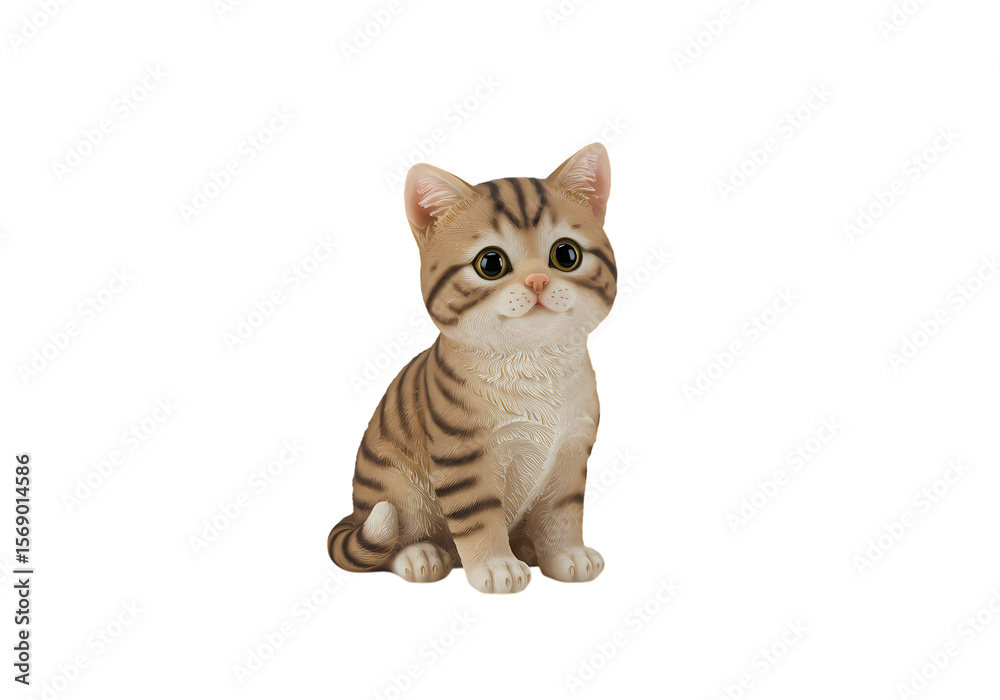 Obraz premium Tabby Kitten Figurine isolated on transparent background