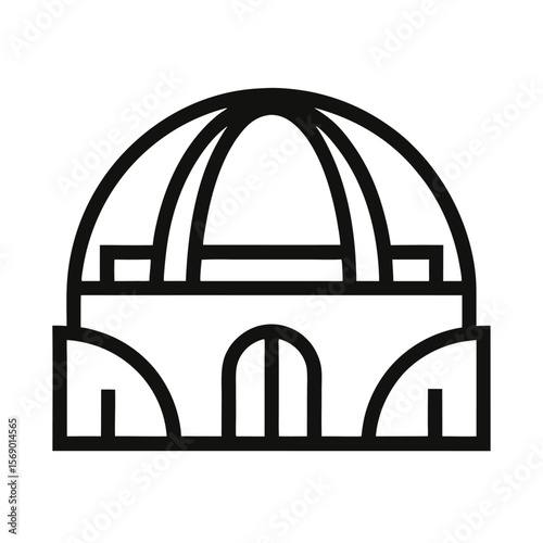 Dome Shaped Stadium Icon in Bold Outline Vector