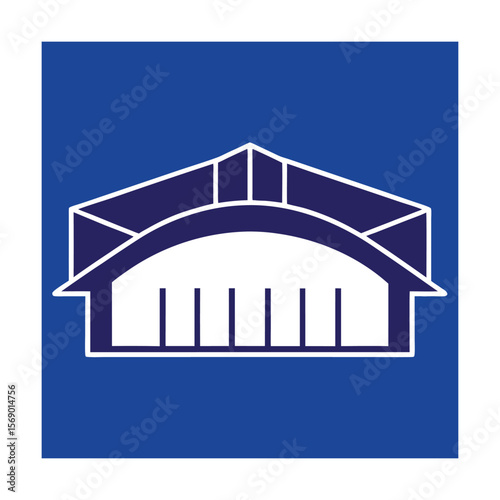 Modern Rectangular Stadium with Roof Structure Icon