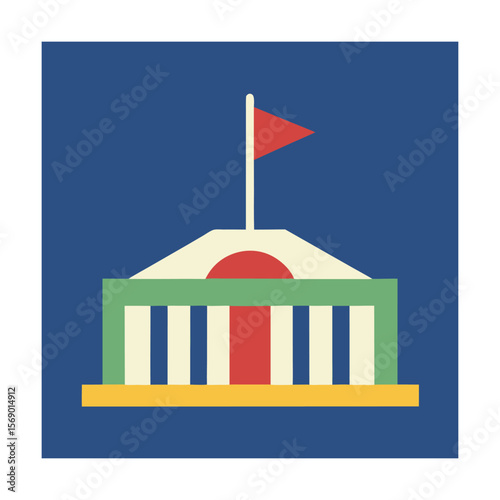 Small Community Stadium with Flat Roof Illustration