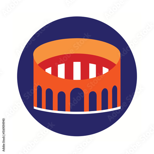 Coliseum Style Circular Sports Arena Vector Icon