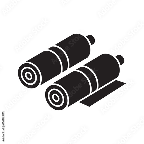 Fabric rolls icon representing textile material for tailoring sewing and dressmaking in a fashion design studio or clothing manufacturing factory vector solid glyph