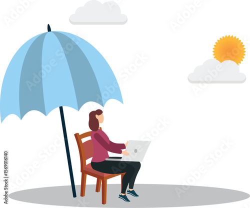 Work anywhere anytime, hybrid work or flexible hour for employee choice to choose where and when to work concept.character for design.