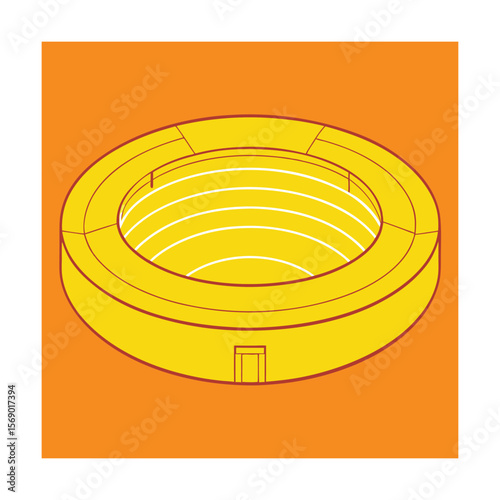 Flat Circular Football Stadium Outline Vector Design