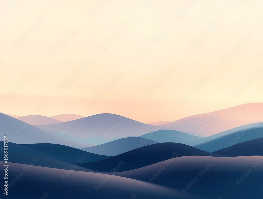 Obraz premium Serene undulating hills with soft pastel gradient background scenery