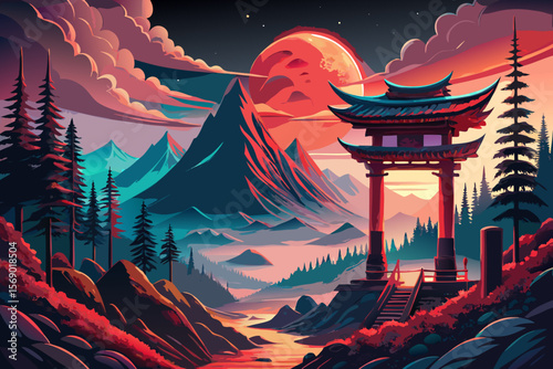chinese temple at night
