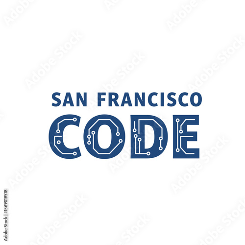 San Francisco Code logo design with circuit pattern elements  