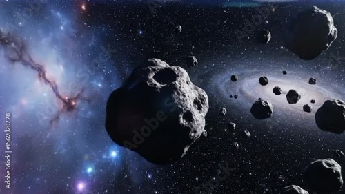 Asteroid Belt in Deep Space Galaxy