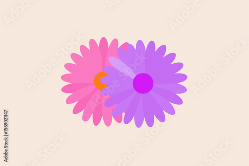 Floral Delight Two Intertwined Pink and Purple Flowers