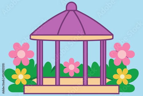 Charming Purple Garden Gazebo with Blooming Flowers A Peaceful Oasis