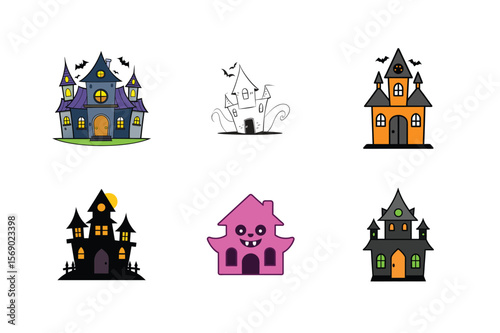 Halloween haunted house spooky vector illustration design