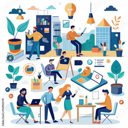 Modern urban workspace collaboration teamwork office
