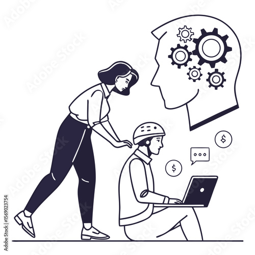 People collaborating with technology and ideas collaboration