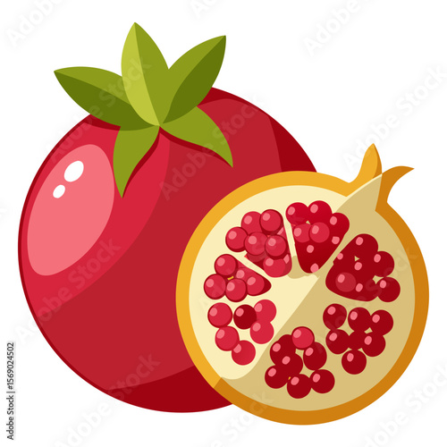 Vibrant Pomegranate Close-Up on Transparent White Surface

