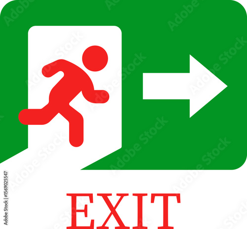 Emergency Exit Icon. Vector illustration of running man and exit door sign. Escape and evacuation symbol. Various exit sign isolated white background.Evacuation and relocation of people to safety.