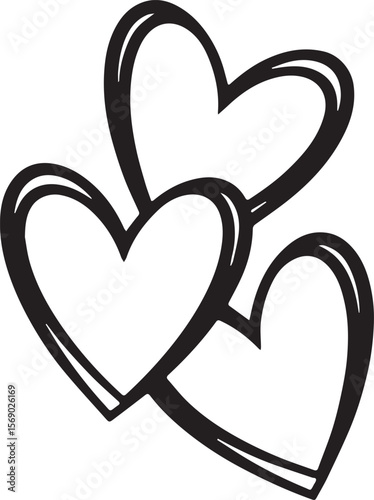 Print Stacked Outline Heart Doodles
