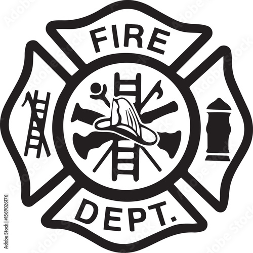 Print Fire Department Maltese Cross Emblem