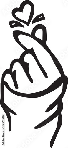 Print Korean Love Sign Hand Heart