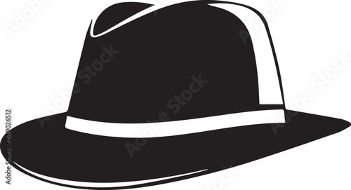 Print Black and White Fedora Hat Vector