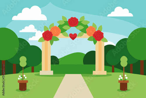 Beautiful Romantic Festive Place Made With Wooden Bridge