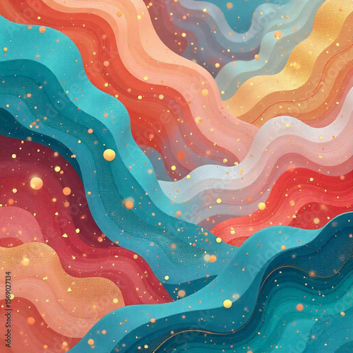 Abstract colorful background with seamless wavy liquid texture design