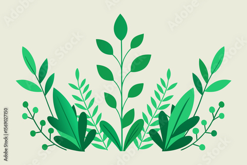 Elegant Green Plants Arranged For Wedding Invitation