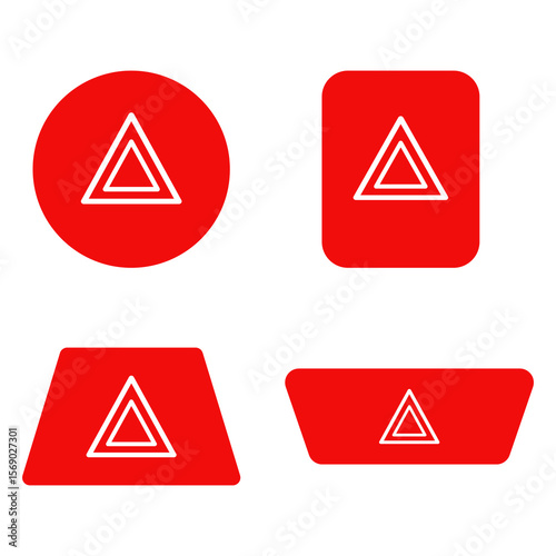Car hazard lights icon set, Hazard light icon, Warning light red button set. Vector illustration design.