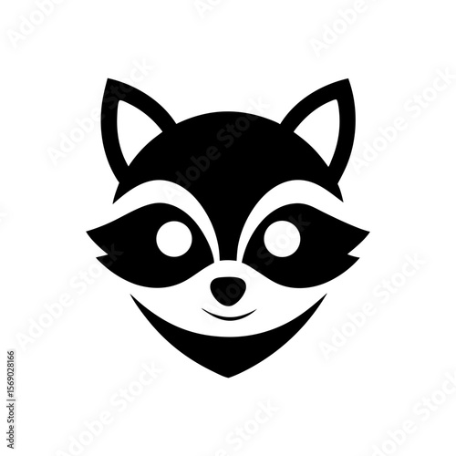 Minimalist raccoon face icon with mask shape for curious animal or wildlife logo use