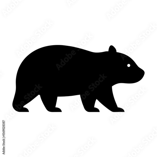 Minimalist wombat icon walking with bold body shape for forest and wildlife branding