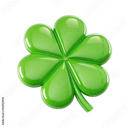 3D Four leaf clover isolated on transparent background