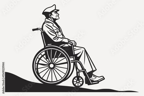 Veteran in Wheelchair Silhouette A Powerful Symbol of Resilience and Service in Black and White This