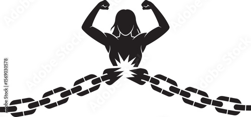 Silhouette of Person Breaking Chains