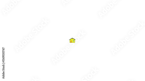 Tiny House Icon: A vibrant tiny house icon with a distinctive green roof and minimalist design, representing sustainable living and compact home solutions.