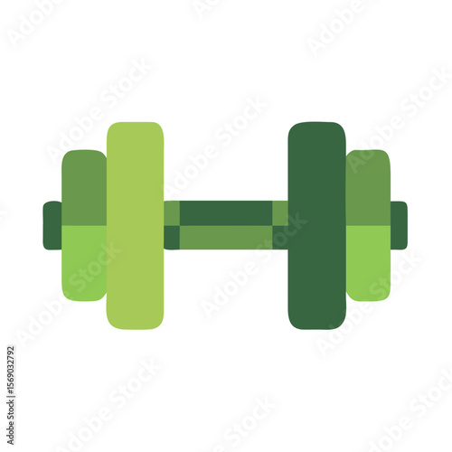 Dumbbell is a vibrant green weight for effective fitness exercises. Suitable for gym, workout, health, weight training concepts.
