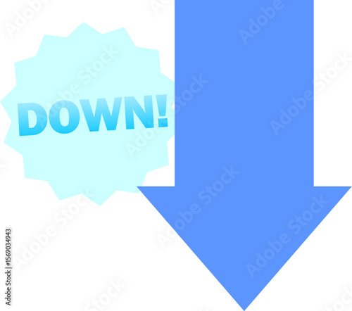 シンプルな矢印のアイコンセット_下降_DOWN