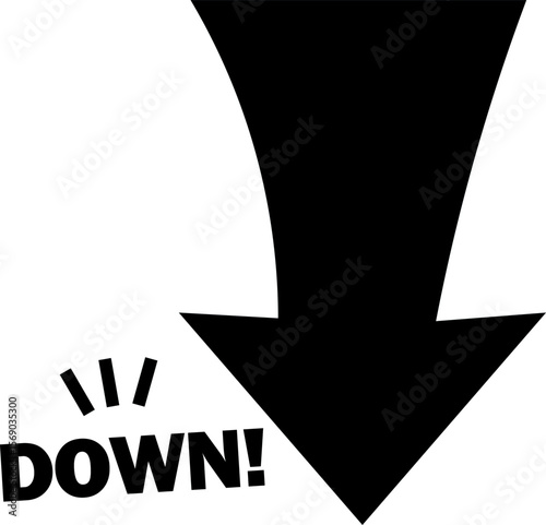 シンプルな矢印のアイコンセット_下降_DOWN
