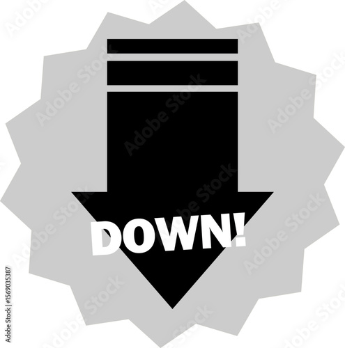 シンプルな矢印のアイコンセット_下降_DOWN