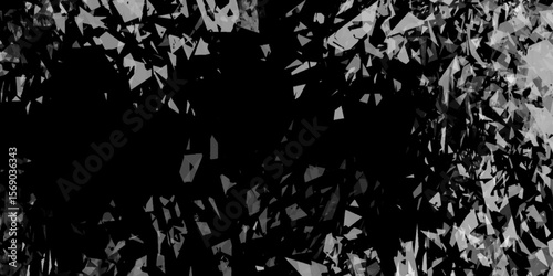 Abstract black shattered glass texture vector background featuring chaotic geometric fragments and dark sharp edges and broken crystal effect with a rough, edgy appearance.