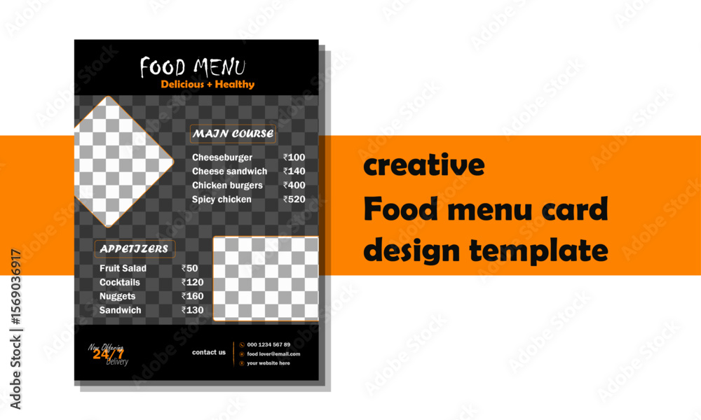 Food Menu Template Layout.  Creative and Clean Food Menu Template.
