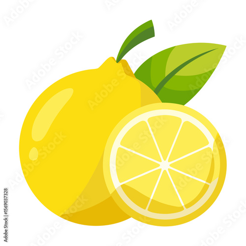 Healthy Lemon Vector Art on Transparent Background - Lemon Fruit with Peel and Pulp