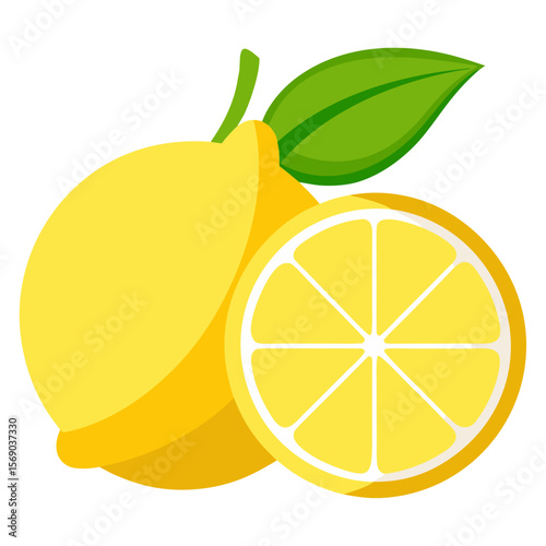 Healthy Lemon Vector Art on Transparent Background - Lemon Fruit with Peel and Pulp