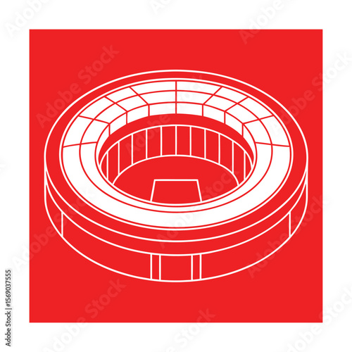 Circular Football Stadium Vector Outline Illustration