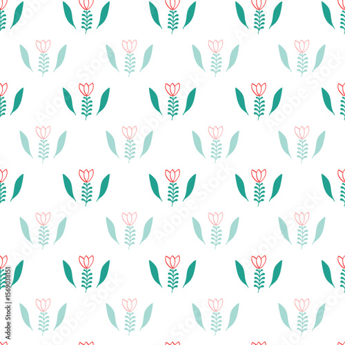 Ethiopian Coffee Cup Pattern. Floral seamless arabic print. Vector hand drawn illustration