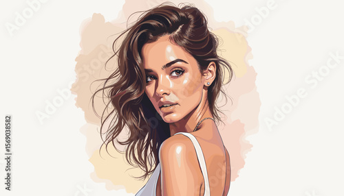 Portrait of a woman gazing thoughtfully with a soft background