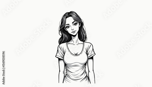 Young woman smiling in casual attire on white background