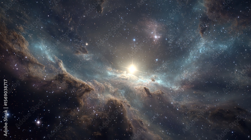 Fototapeta premium A mesmerizing stock photo featuring a celestial sky with stars and galaxy
