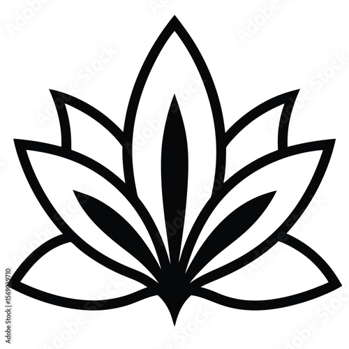 Abstract floral vector illustration featuring a black and white flower, leaf, and butterfly design, perfect for nature-inspired art and logo elements